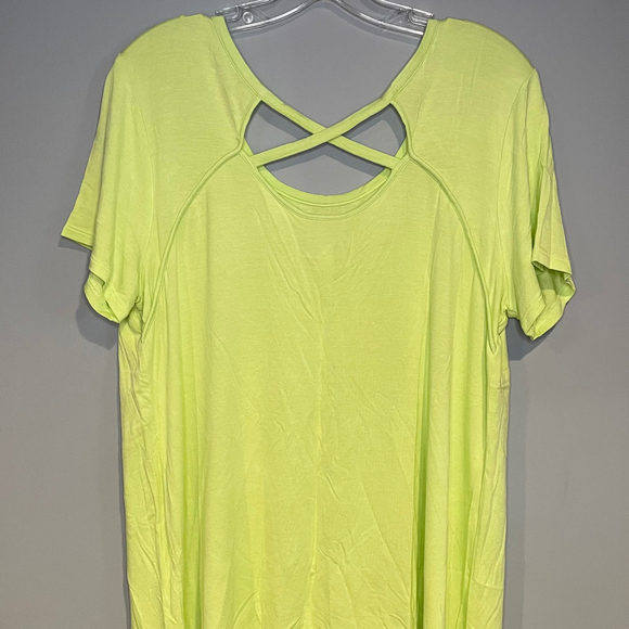 Sunday Knit Top Women's Large Short Sleeve Lime Green Crew Neck - Picture 2 of 8